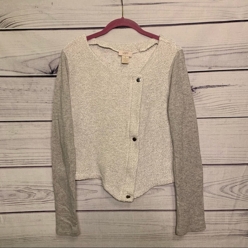 Loft | Gray Marled Knit Lightweight Jacket